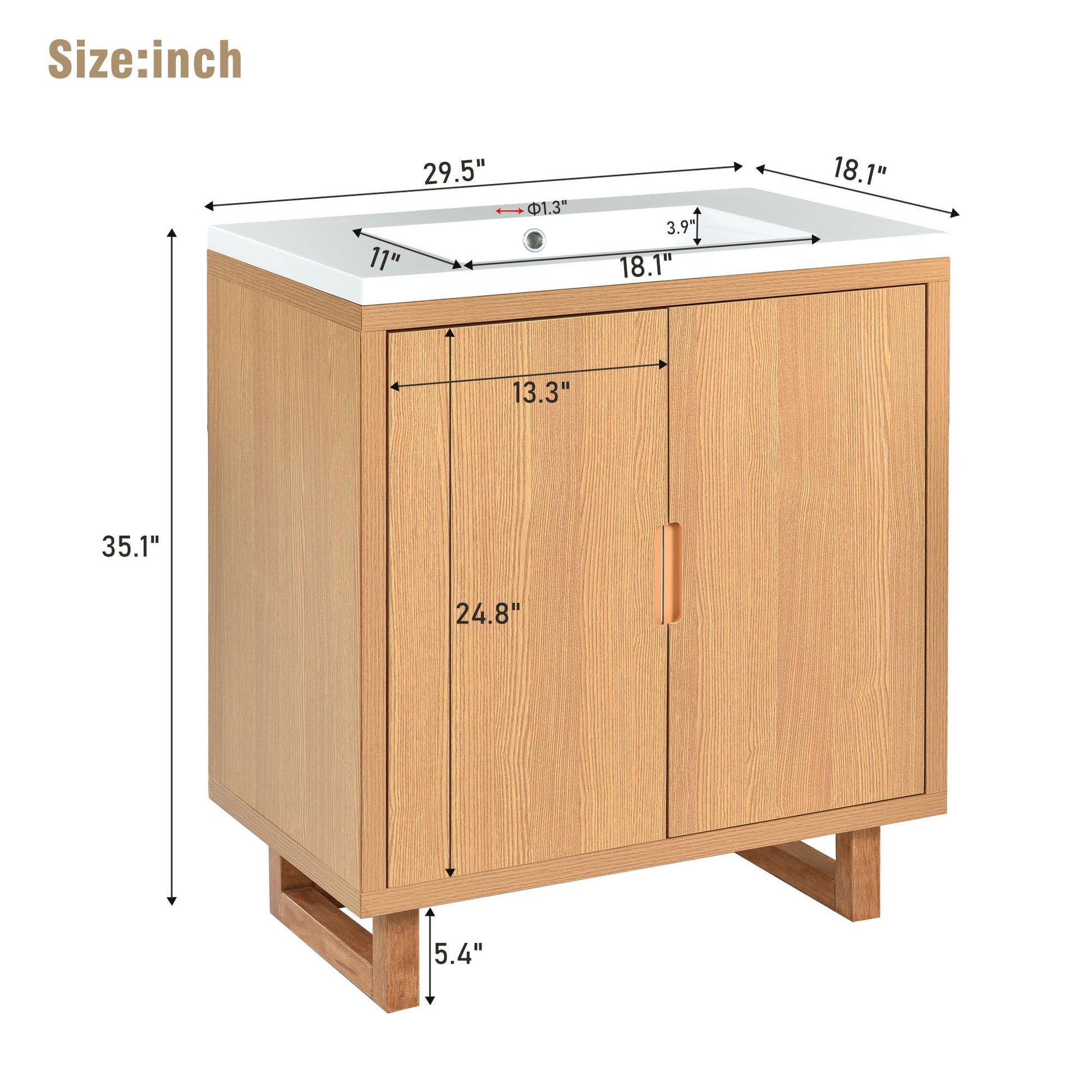 30" Bathroom vanity Set with Sink, Combo Cabinet burly wood-bathroom-solid wood+mdf