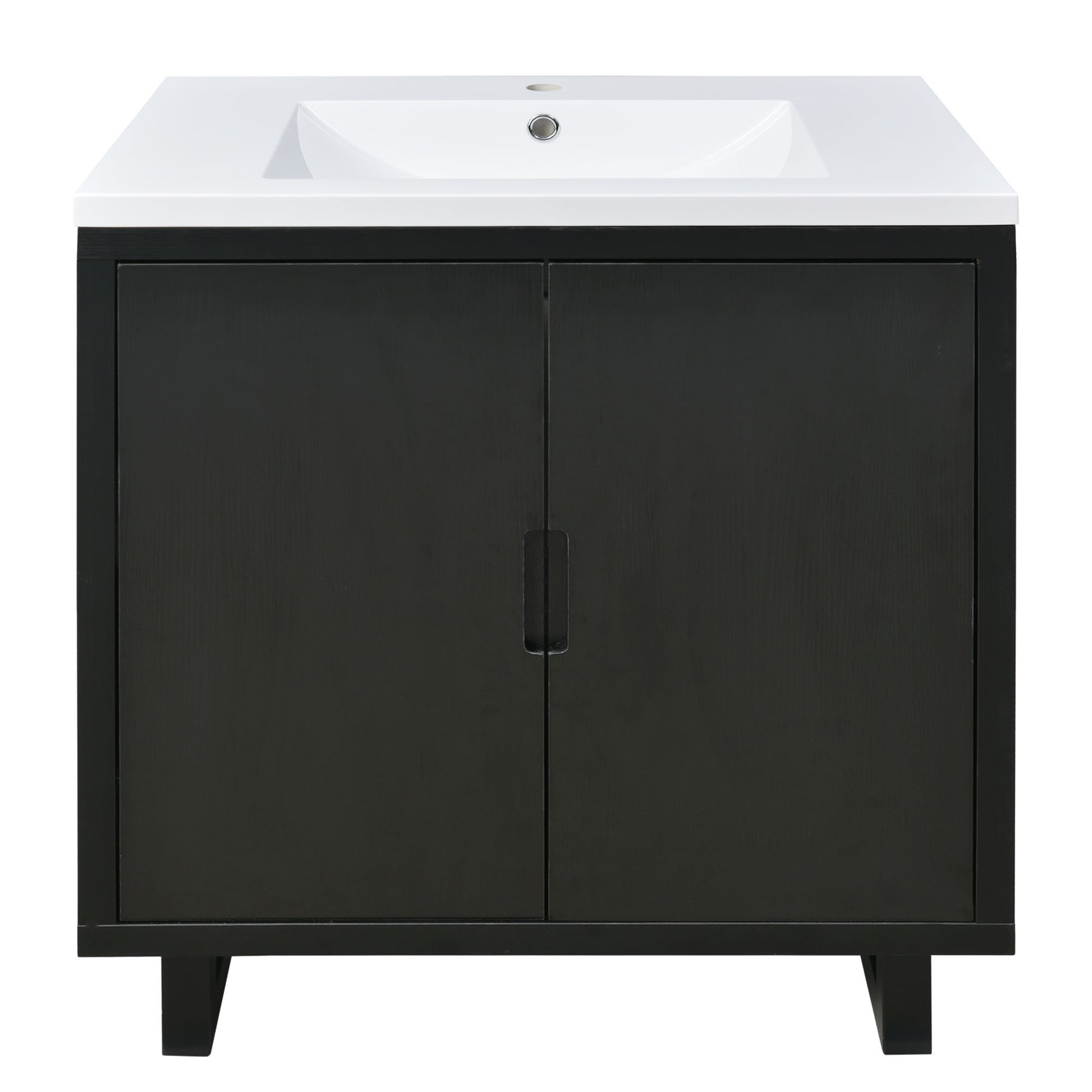 30" Bathroom vanity Set with Sink, Combo Cabinet black-bathroom-solid wood+mdf