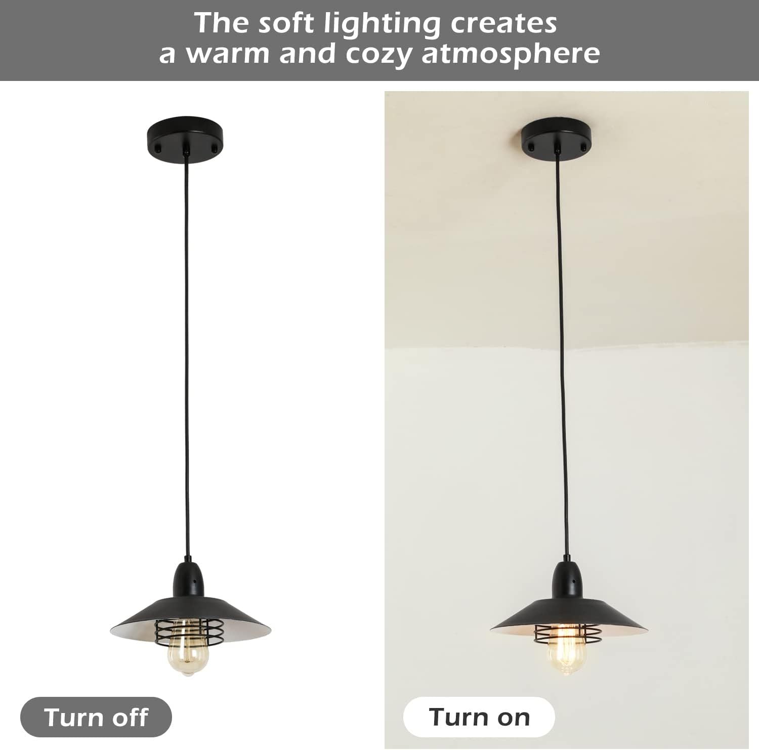 Farmhouse Vintage Pendant Light Black Fixture Pendant black white-metal