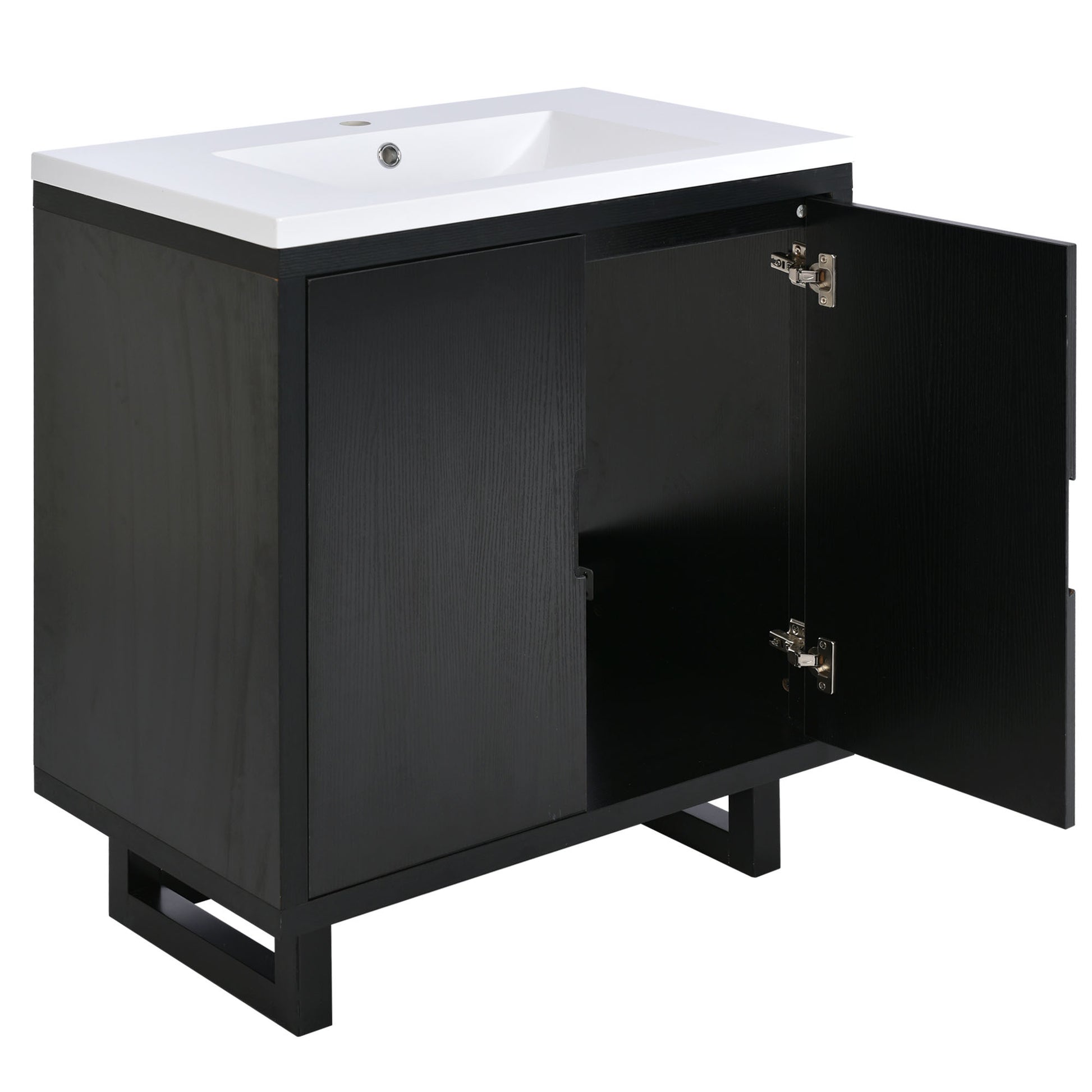 30" Bathroom vanity Set with Sink, Combo Cabinet black-bathroom-solid wood+mdf