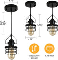 Industrial Black Pendant Light Metal Cage Pendant black-metal