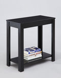 Contemporary Chairside Table with Open Bottom Shelf black-solid wood