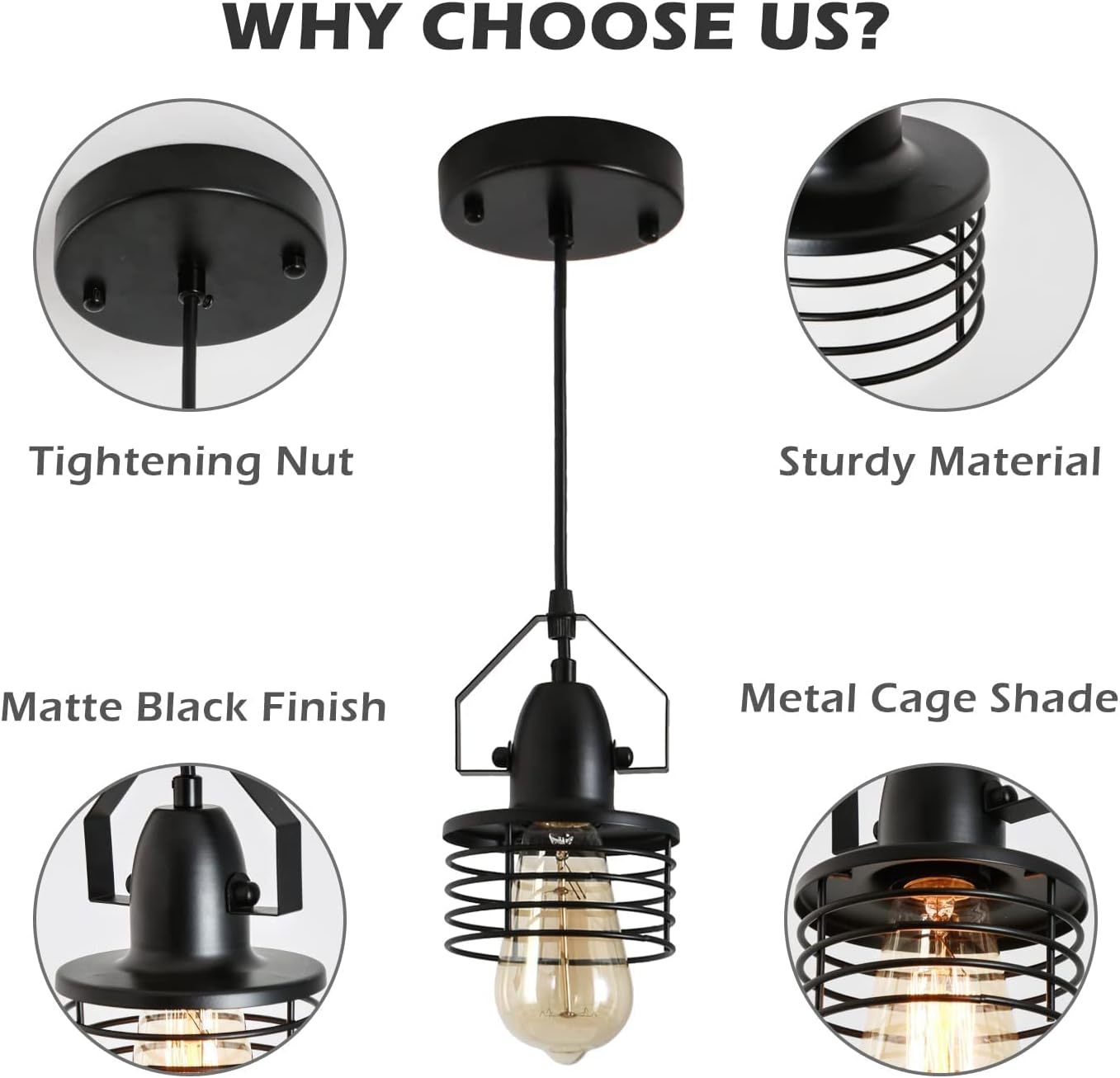 Industrial Black Pendant Light Metal Cage Pendant black-metal