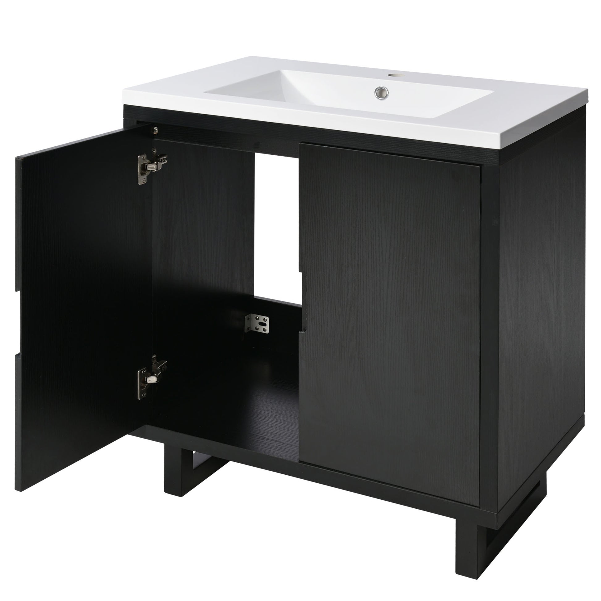 30" Bathroom vanity Set with Sink, Combo Cabinet black-bathroom-solid wood+mdf