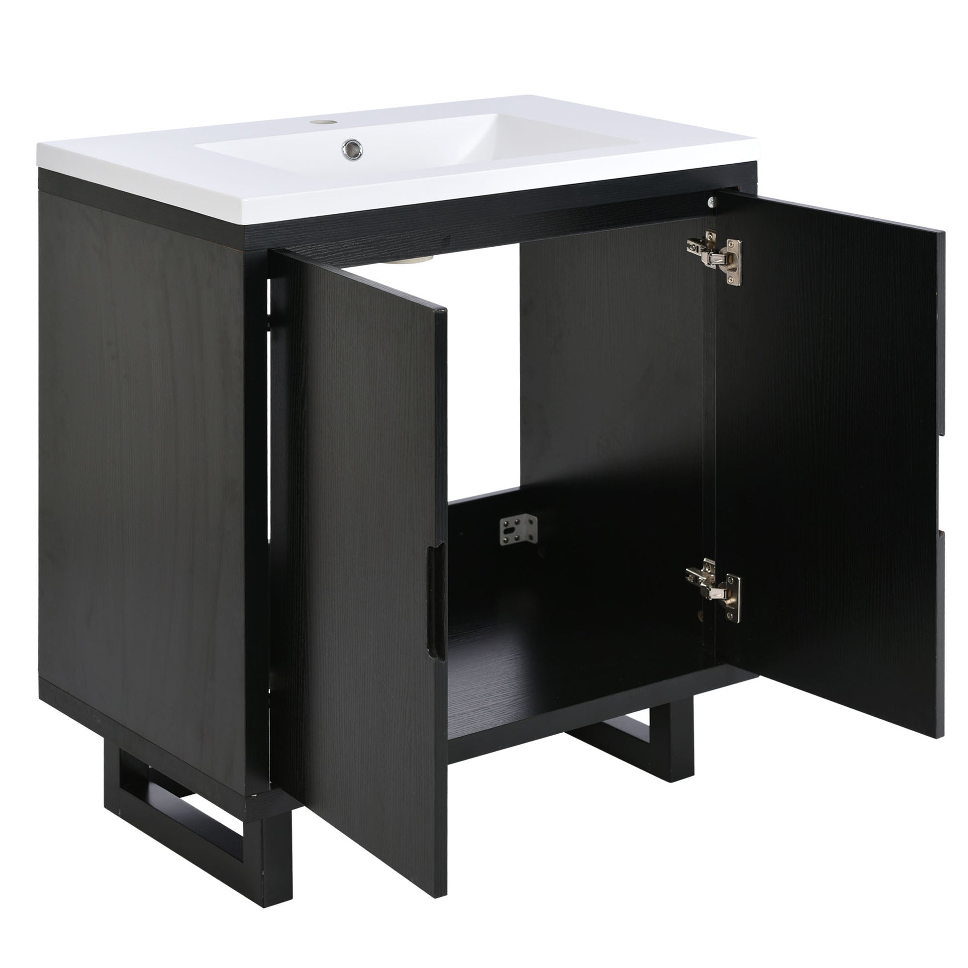 30" Bathroom vanity Set with Sink, Combo Cabinet black-bathroom-solid wood+mdf