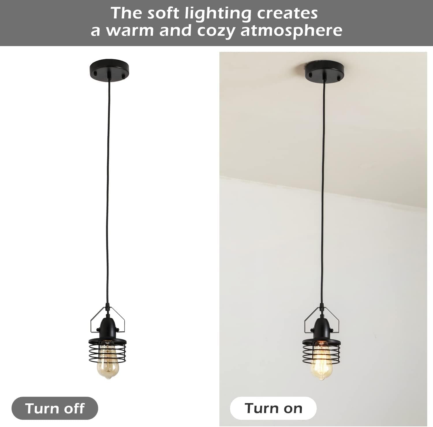 Industrial Black Pendant Light Metal Cage Pendant black-metal