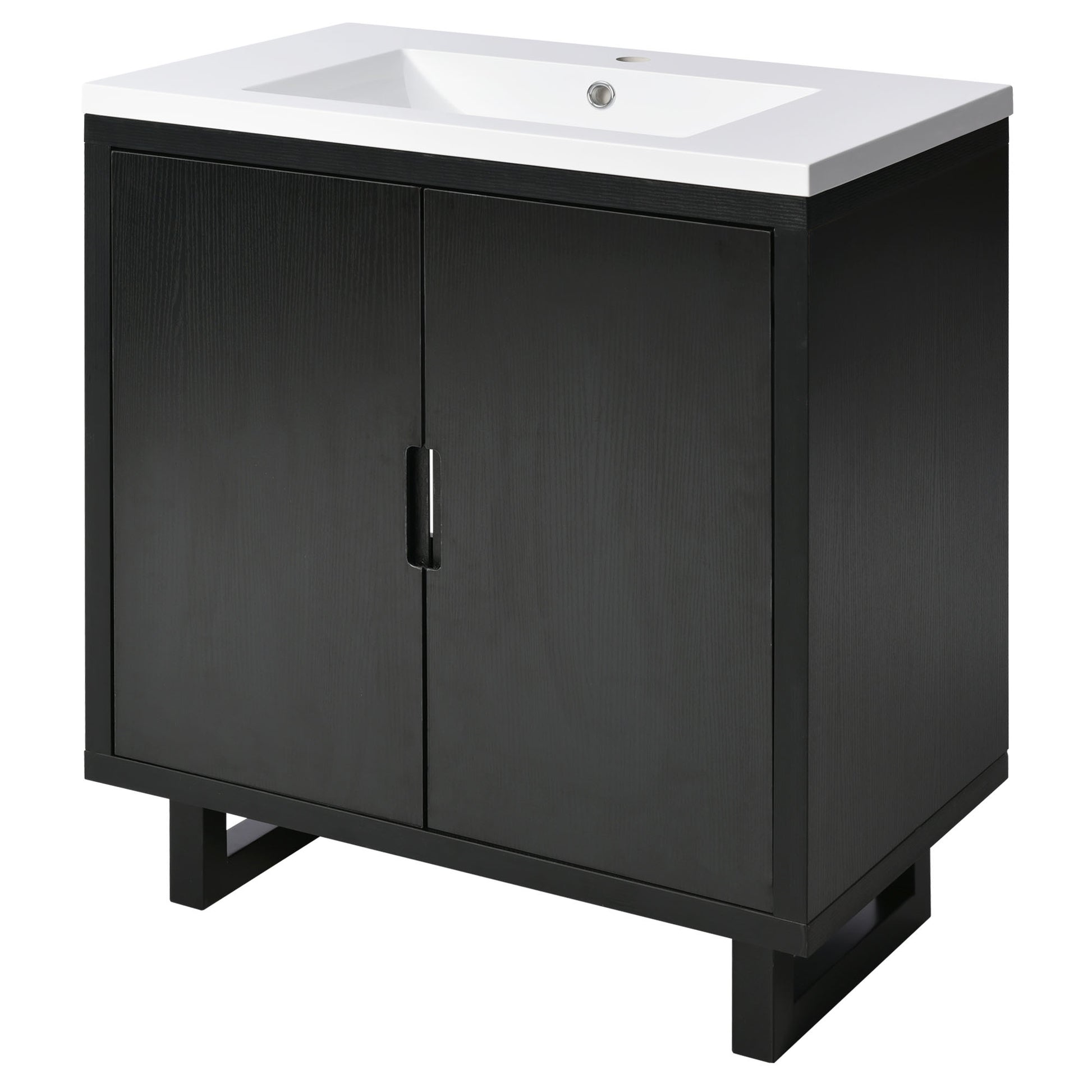 30" Bathroom vanity Set with Sink, Combo Cabinet black-bathroom-solid wood+mdf