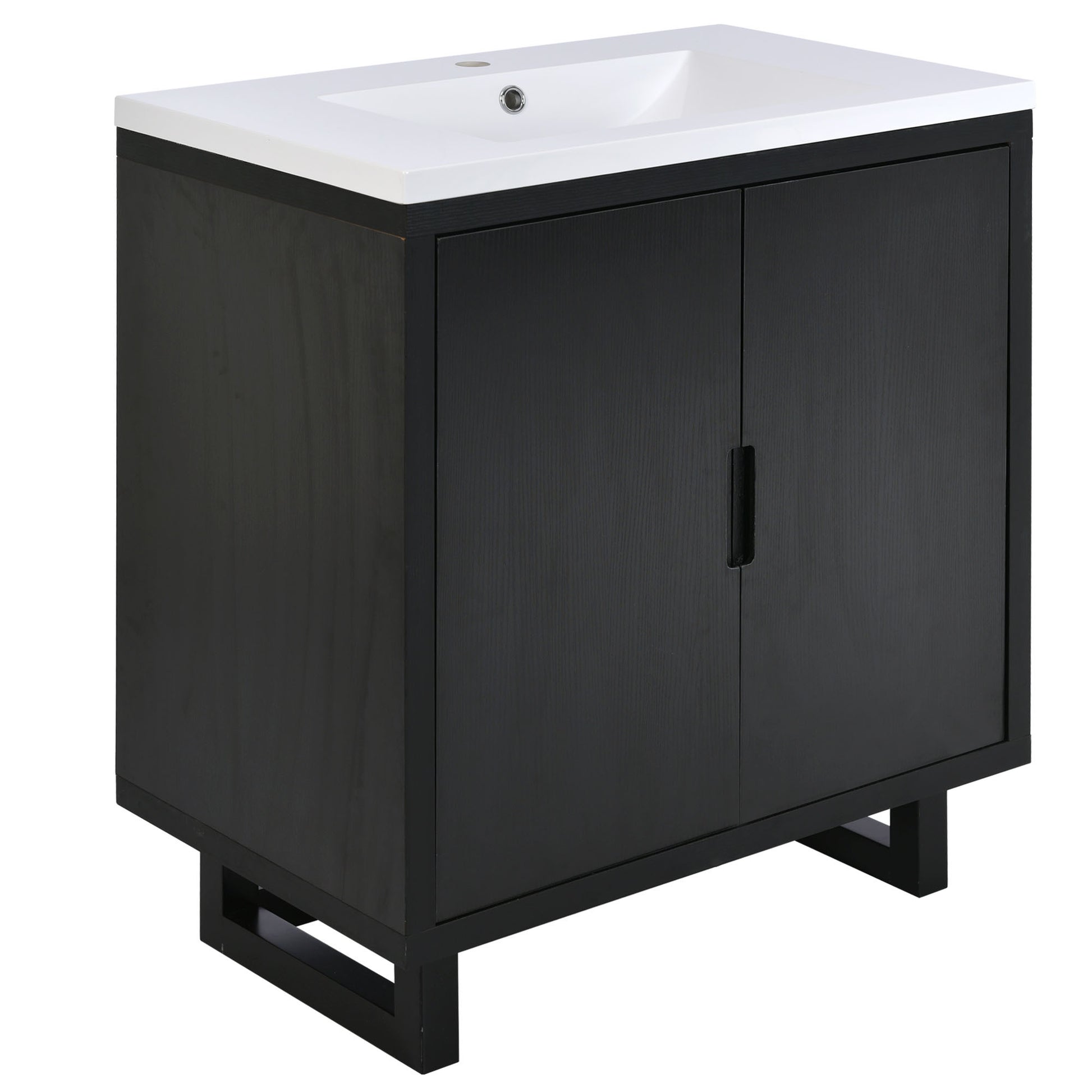 30" Bathroom vanity Set with Sink, Combo Cabinet black-bathroom-solid wood+mdf