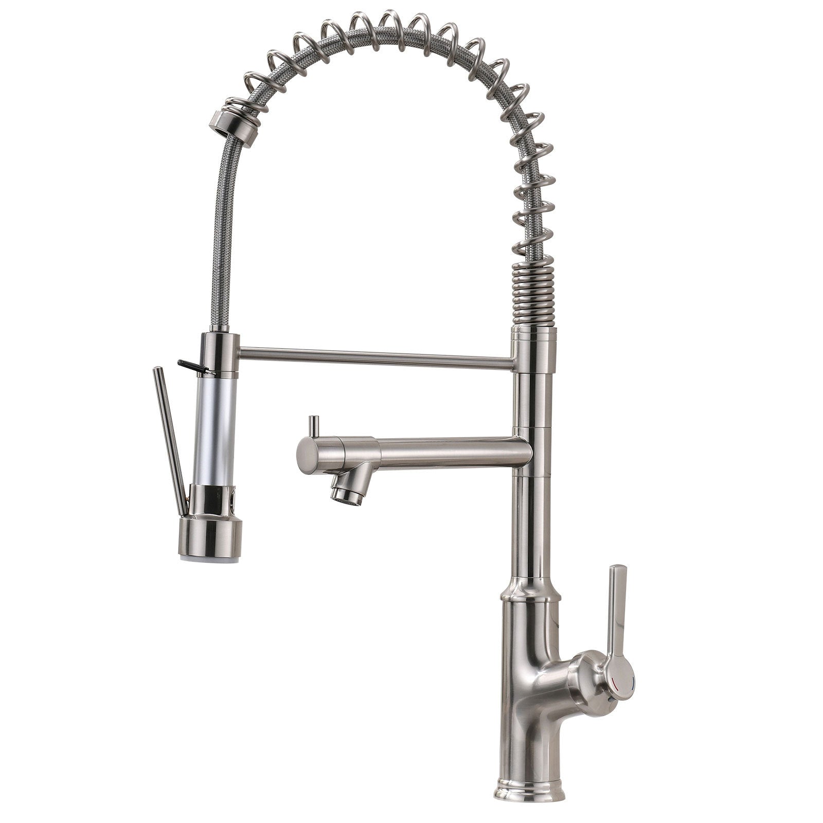 Kitchen Faucet with Pull Down Sprayer Brushed Nickel brushed nickel-kitchen-contemporary-ceramic-brass