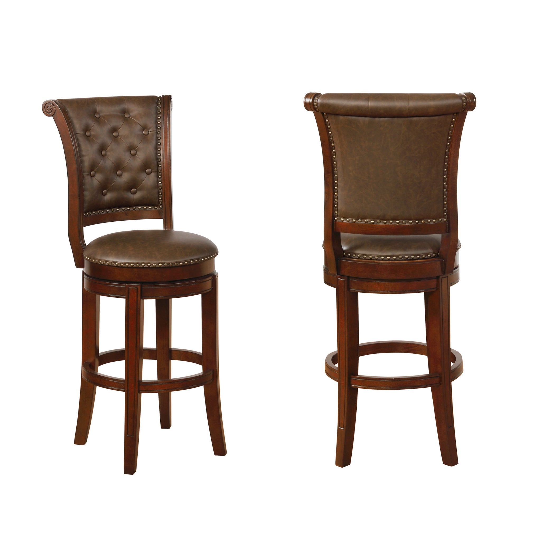 2Pc Beautiful Traditional Upholstered Swivel Bar