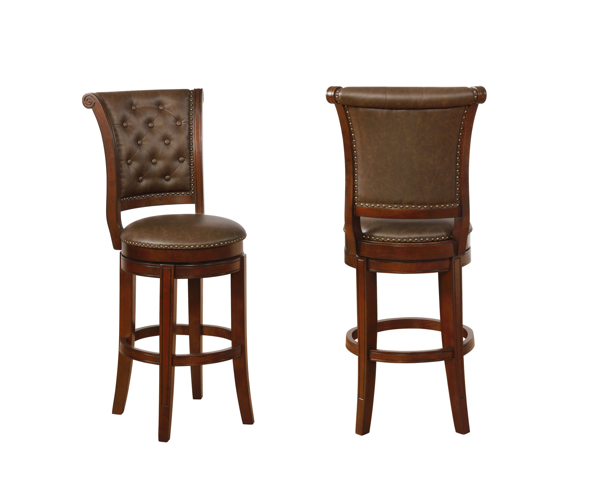 2Pc Beautiful Traditional Upholstered Swivel Bar