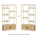 Rattan bookshelf 7 tiers Bookcases Storage Rack with natural-particle board