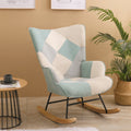 Accent Rocking Chair, Mid Century Fabric Rocker Chair blue-solid wood