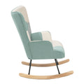 Accent Rocking Chair, Mid Century Fabric Rocker Chair blue-solid wood