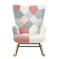 Accent Rocking Chair, Mid Century Fabric Rocker Chair pink-solid wood