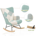 Accent Rocking Chair, Mid Century Fabric Rocker Chair blue-solid wood