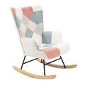 Accent Rocking Chair, Mid Century Fabric Rocker Chair pink-solid wood