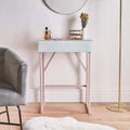 Tempered Glass Marble Pattern Small Makeup Table pink+white-1 drawer-bedroom-american