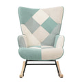 Accent Rocking Chair, Mid Century Fabric Rocker Chair blue-solid wood