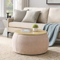 Round Storage Ottoman, 2 in 1 Function, Work as End pink-foam