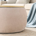 Round Storage Ottoman, 2 in 1 Function, Work as End pink-foam