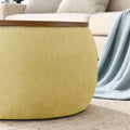 Round Storage Ottoman, 2 in 1 Function, Work as End yellow-foam