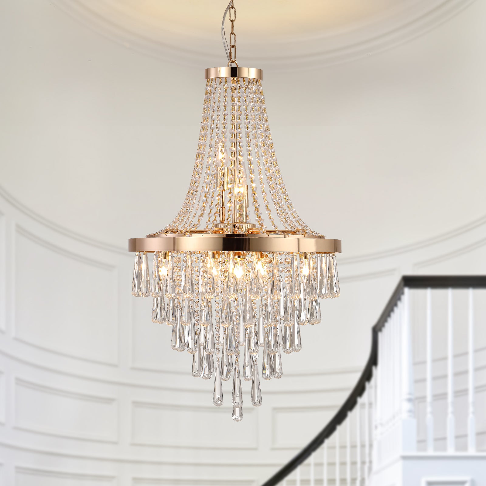 Gold Crystal Chandeliers,Large Contemporary Luxury gold-crystal-iron