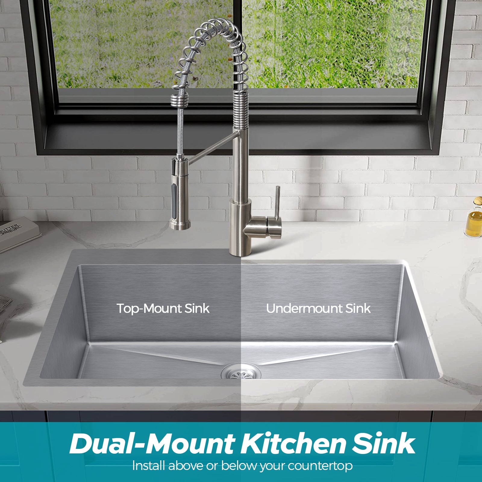 Tecasa 33 inch Kitchen Sink Dual Mount Undermount