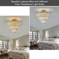 Gold Crystal Chandeliers,5 Tier Round Semi Flush Mount gold-crystal-iron