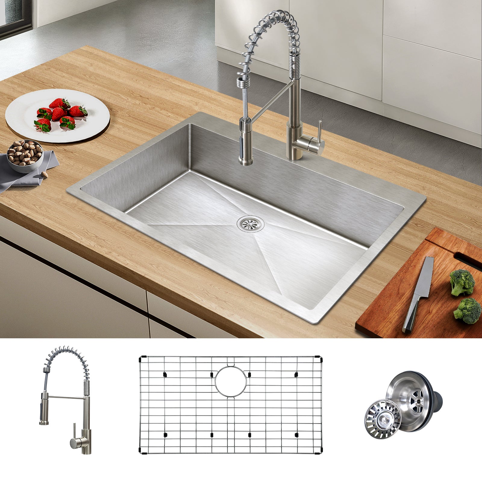 Tecasa 33 inch Kitchen Sink Dual Mount Undermount