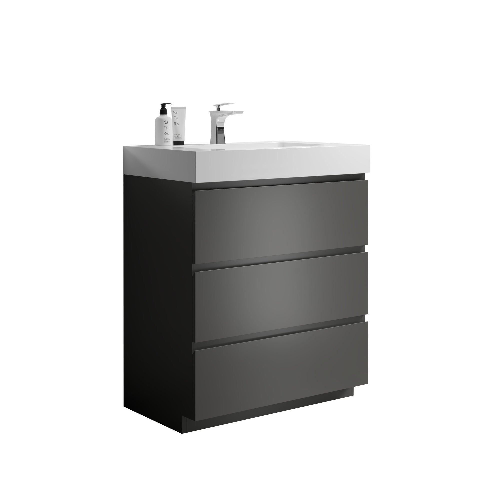 Alice 30" Gray Bathroom Vanity with Sink, Large gray-melamine