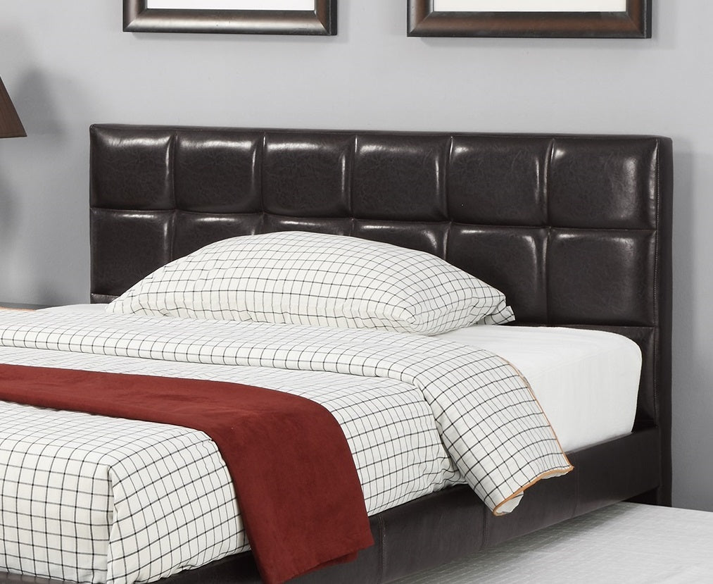 Twin Size Bed w Trundle Slats Espresso Faux Leather