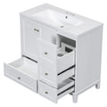 36 Inch Modern Bathroom Vanity with USB Charging, Two white-solid wood+mdf+resin