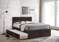 Full Size Bed w Trundle Slats Espresso Faux Leather