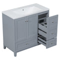 36 Inch Modern Bathroom Vanity with USB Charging, Two grey-solid wood+mdf+resin