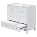 36 Inch Modern Bathroom Vanity with USB Charging, Two white-solid wood+mdf+resin