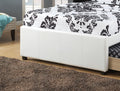 Full Size Bed w Trundle Slats White Faux Leather