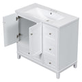 36 Inch Modern Bathroom Vanity with USB Charging, Two white-solid wood+mdf+resin