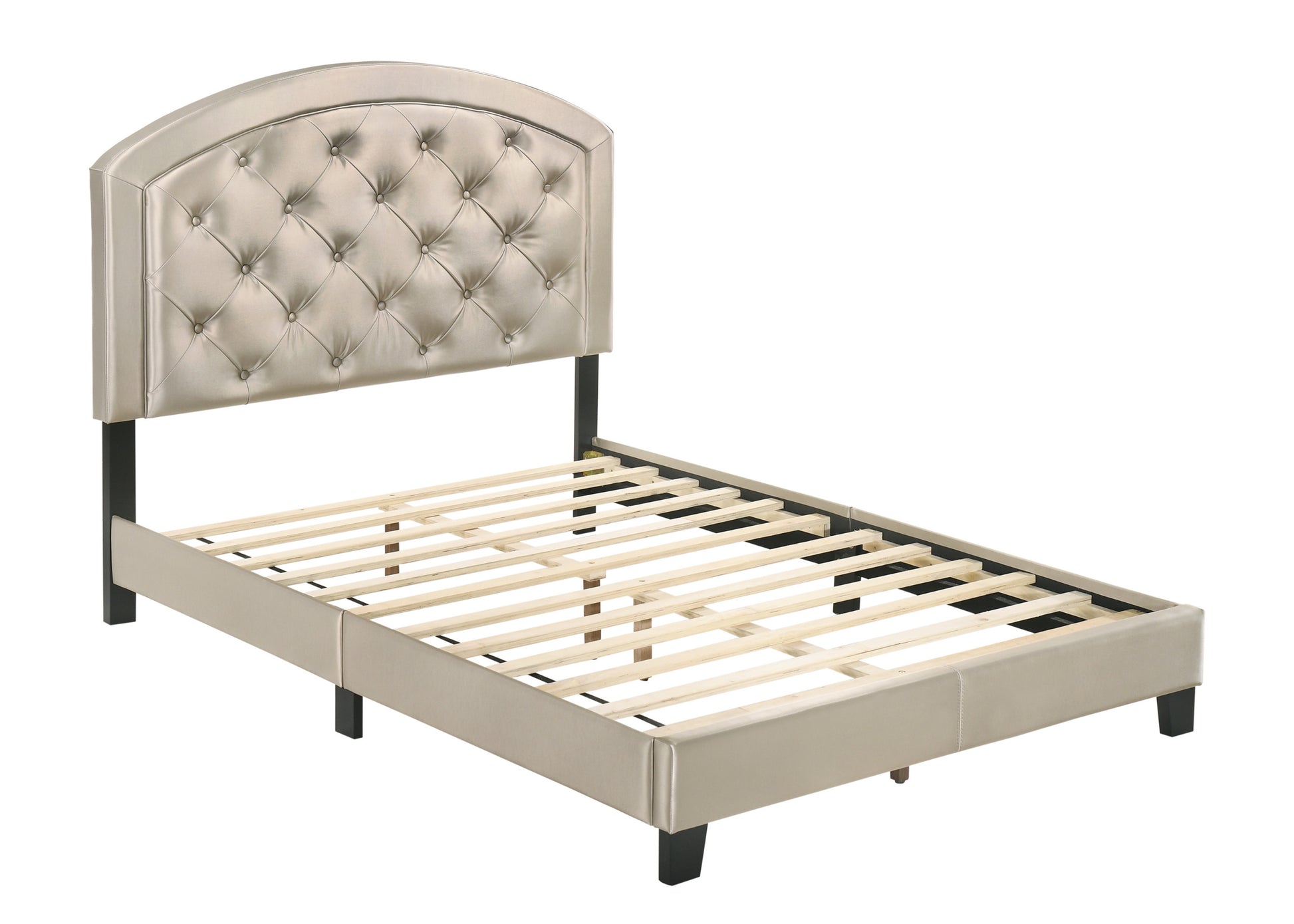Full Upholstered Platform Bed with Adjustable gold-wood