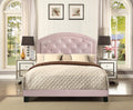 Full Upholstered Platform Bed with Adjustable pink-wood