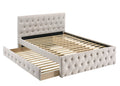 Contemporary Full Size Bed w Trundle Slats Light Brown light