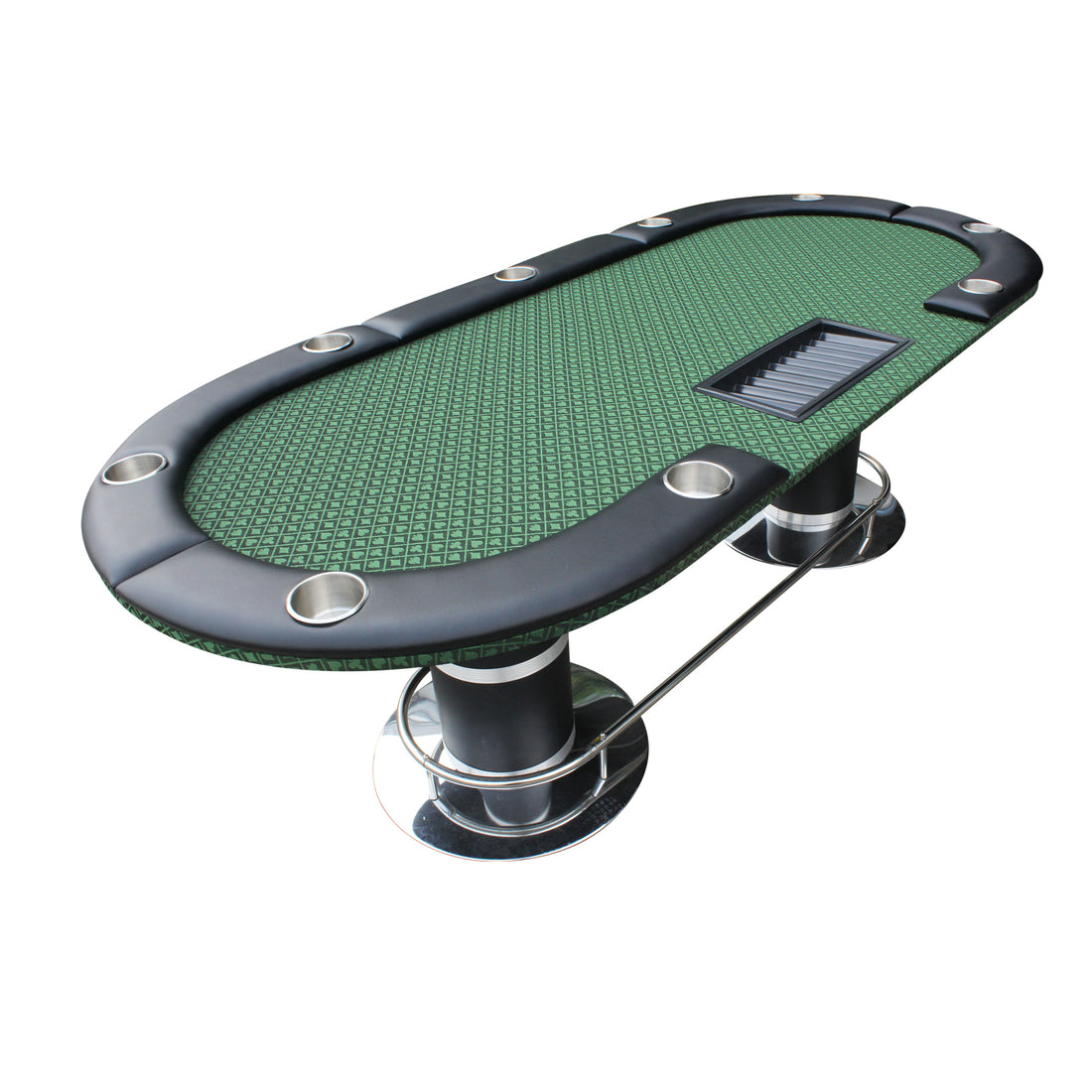 96inch Oval Poker Table Detachable Armrest green-stainless steel