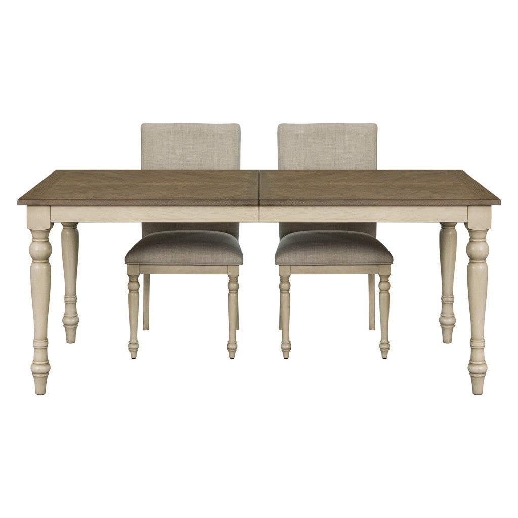 Rectangular Wood Dining Table brown+distressed white-wood