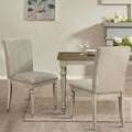 Upholstered Dining Chair with Turned Wood Legs Set of light grey-polyester