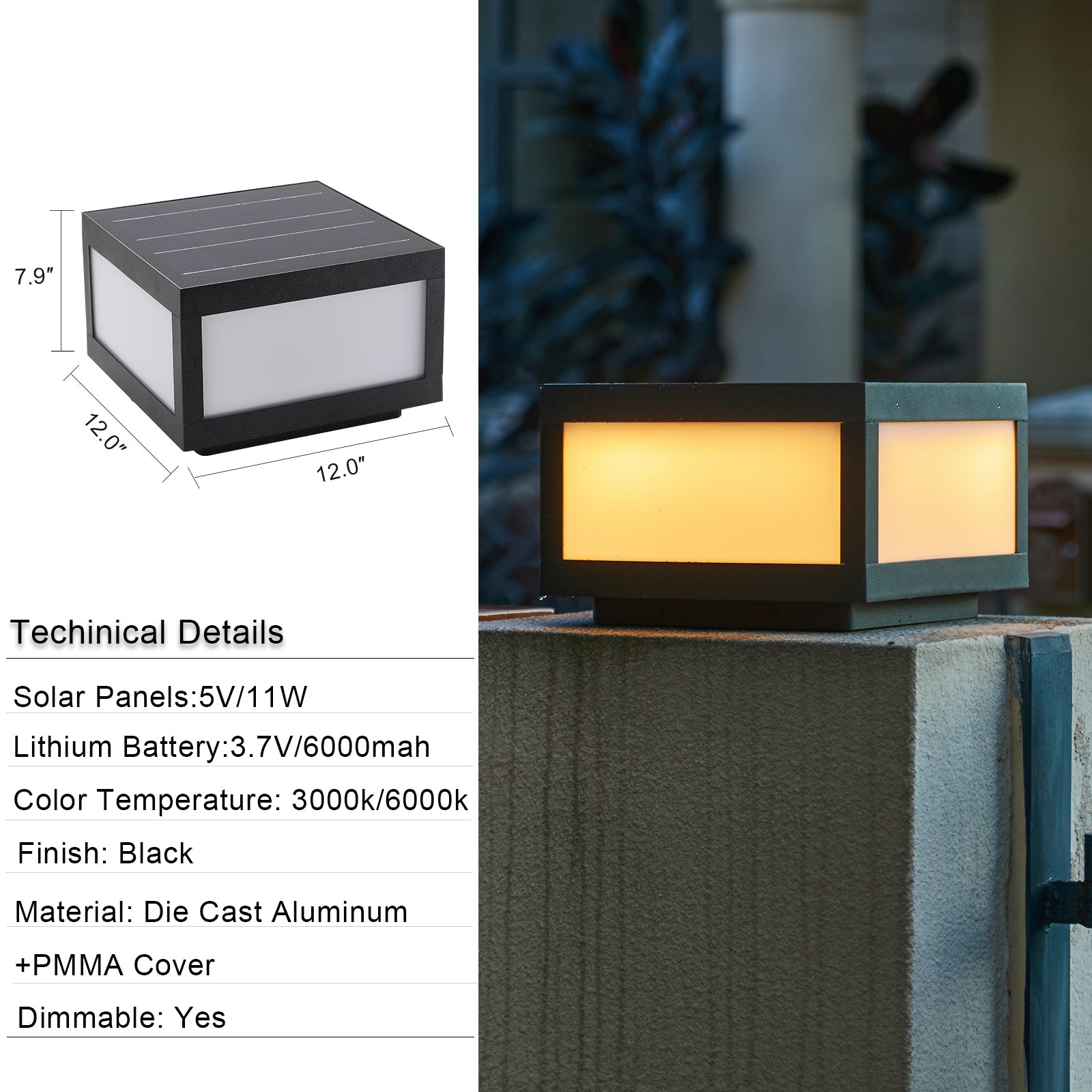 Solar Wall Lamp With Dimmable Led