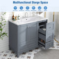 36 Inch Modern Bathroom Vanity with USB Charging, Two grey-solid wood+mdf+resin