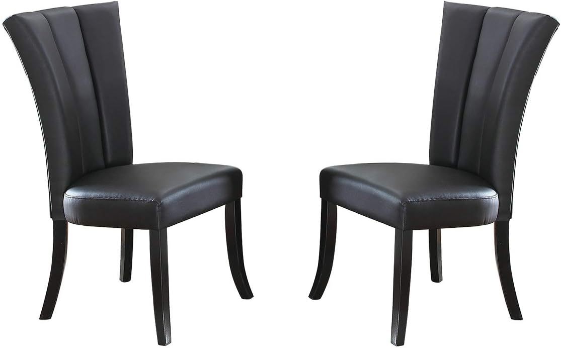 Black Faux Leather Upholstered Lines back Set of 2pc black-dining room-modern-dining chairs-ladder