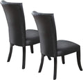 Black Faux Leather Upholstered Lines back Set of 2pc black-dining room-modern-dining chairs-ladder