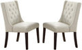 Modern Faux Leather White Tufted Set of 2 Chairs birch wood-white-brown-dining