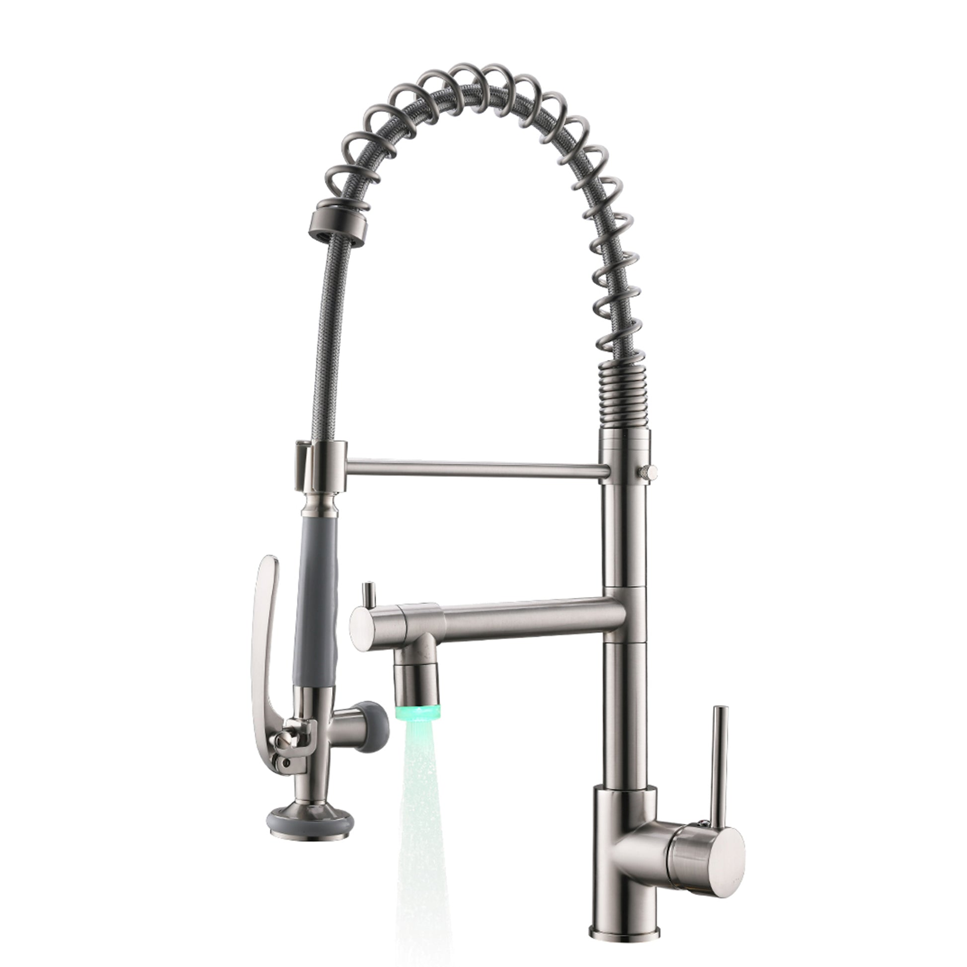 Commercial Kitchen Faucet Pull Down Sprayer Brushed brushed nickel-kitchen-contemporary-ceramic-brass